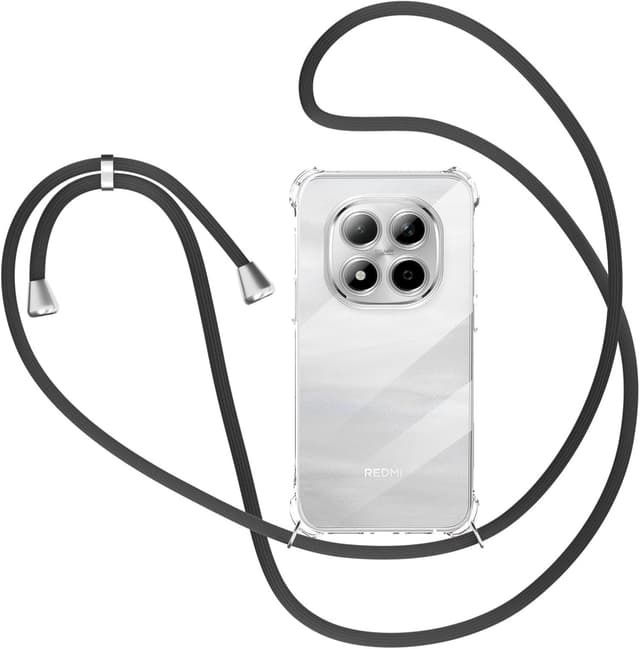 Detalle de XTCASE Coque transparente TPU avec tour de cou pour Xiaomi Redmi Note 15 Pro Plus 5G (cordon noir)