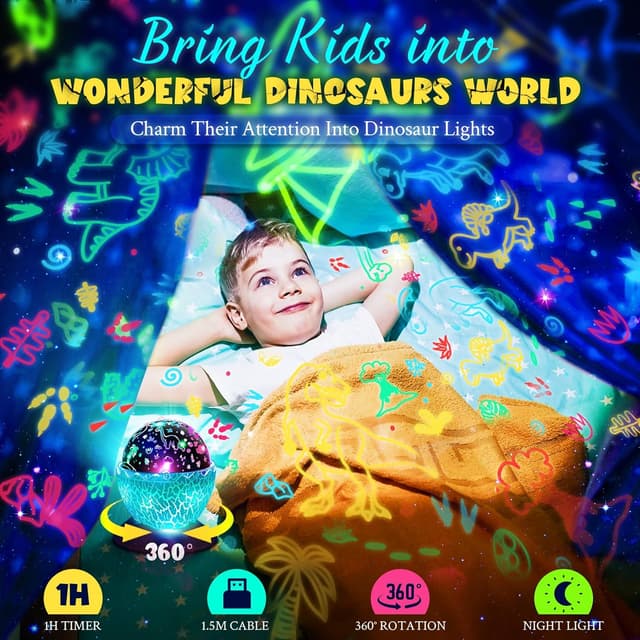 Detalle 2 de iKidiki Dino Nachtlicht Projektor mit Timer