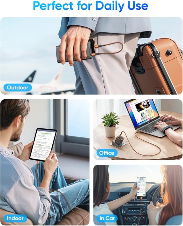 Detalle de SUNGUY USB-C auf USB-C Kurz-Kabel (2× 0,5 m, 60 W, 480 Mbit/s) – Schnellladekabel für iPhone, MacBook, iPad und mehr