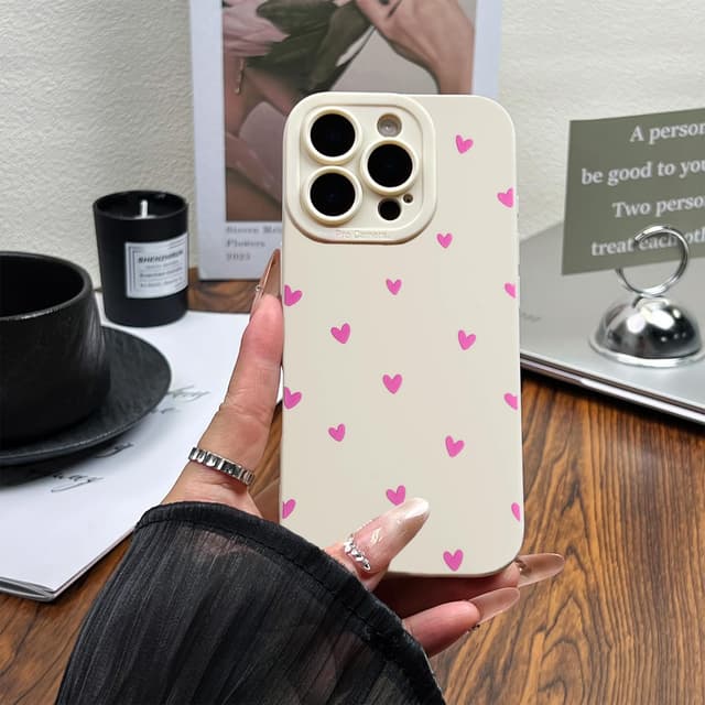 Detalle de Potok Handyhülle für iPhone 12 Pro (Weiß) mit Kameraschutz – kratzfeste TPU-Hülle im Herz-Design