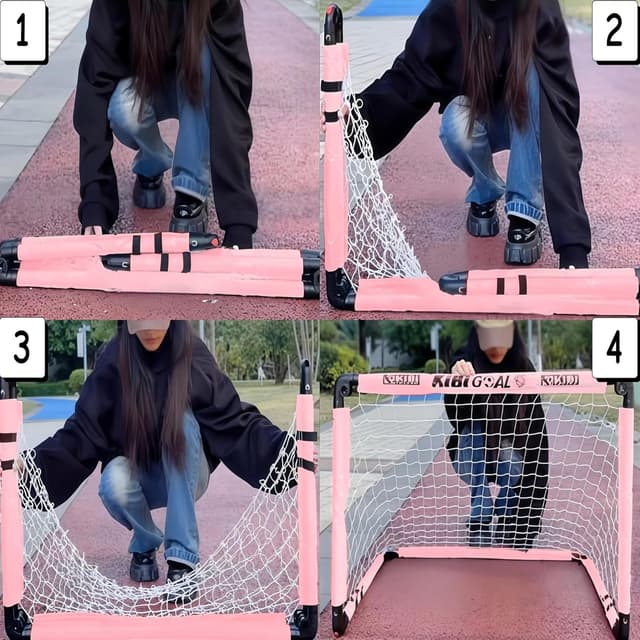 Detalle de KiBiGOAL Foldable Mini Football Goal for Kids (Pink) – Indoor & Outdoor Portable Goal