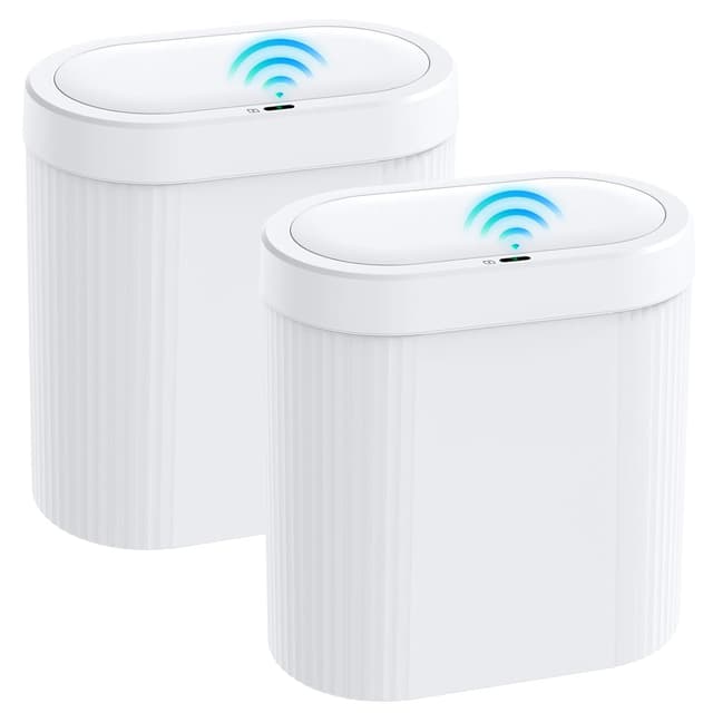 Detalle de jinligogo 2-Pack 5 Gallon Touchless Bathroom Trash Can with Motion Sensor Lid (White)