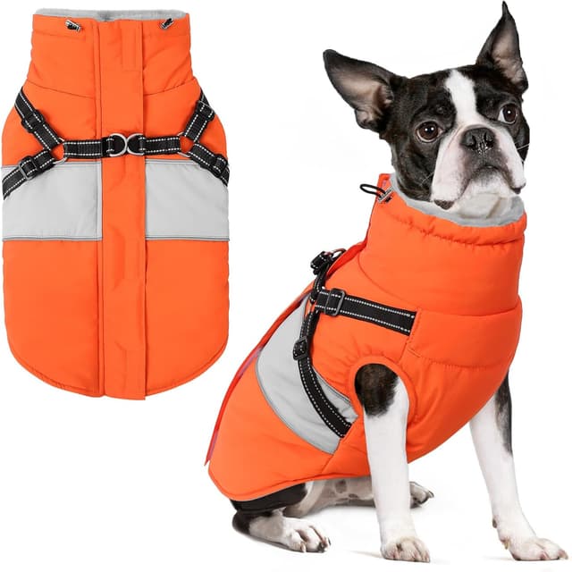 Detalle de AOFITEE Dog Coat with Harness Built In (Waterproof Puffer Jacket, Fleece Collar) – XS