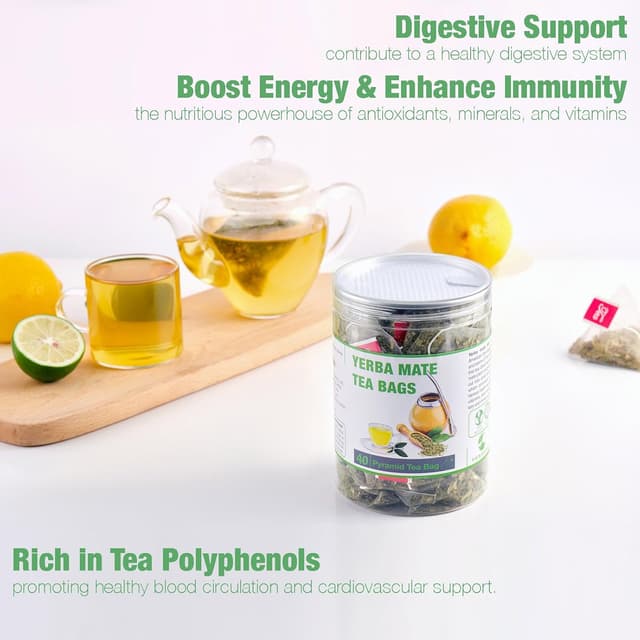 Detalle de Yerba Mate Tee (40 Teebeutel, 3 g pro Beutel) – ungeräuchert aus Argentinien, zuckerfrei