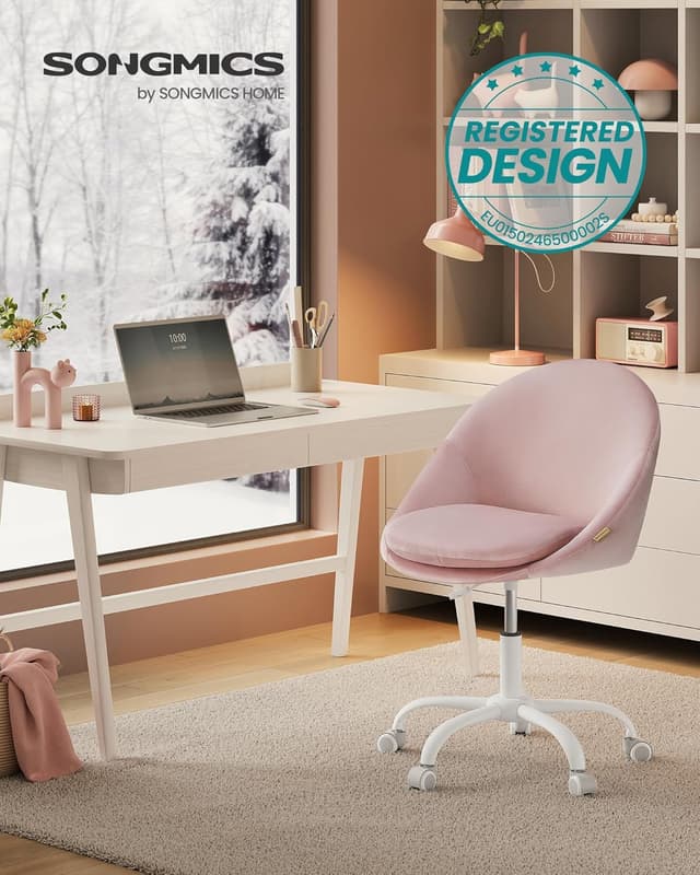 Detalle 2 de SONGMICS Sedia da Studio girevole rosa