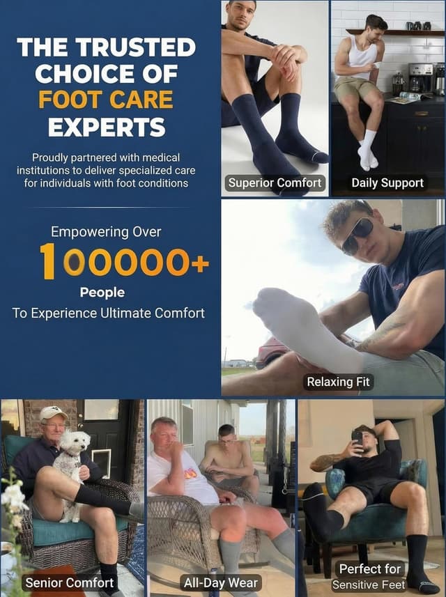 Thumbnail 6 de Frelimiu Diabetic Socks for Men (Non-Binding, Seamless Toe) – 4 Pairs, 7–11