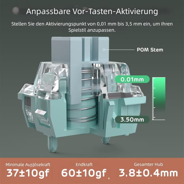 Detalle de RK ROYAL KLUDGE C98 DE HE mechanische Gaming-Tastatur (Hall-Effekt, Hot-Swap, QWERTZ) mit Rapid Trigger