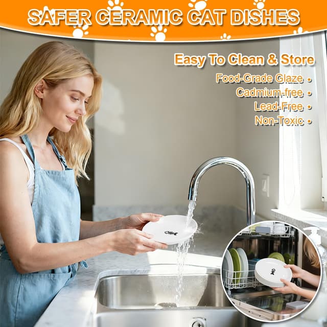 Detalle de ACOMTUO set da 6 ciotole per gatti in ceramica con base antiscivolo in gomma