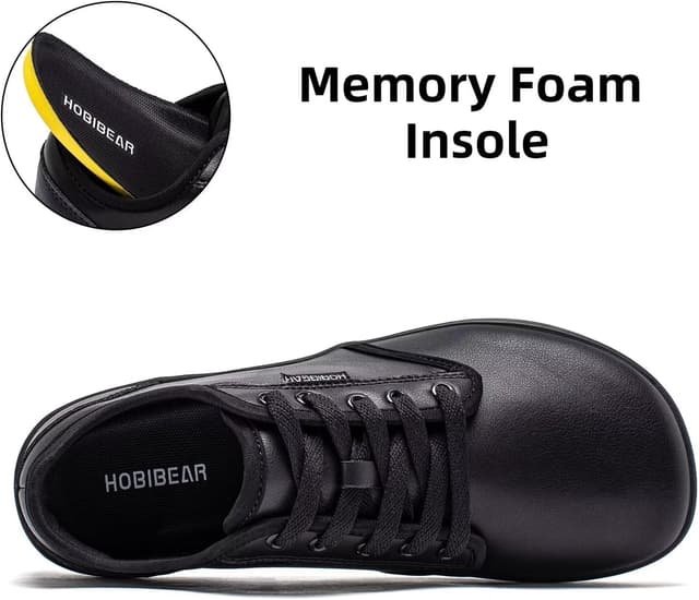 Detalle de HOBIBEAR Unisex Barfußschuhe mit breiter Zehenbox (Leder, Zero-Drop) für Outdoor, Trail & Alltag