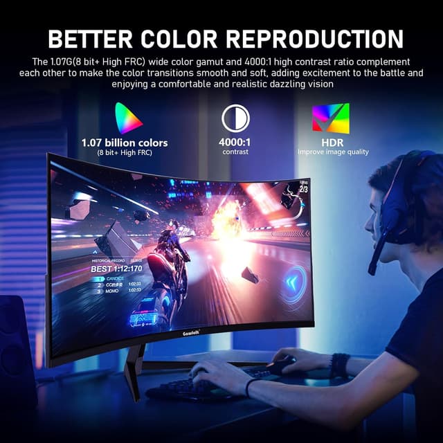 Thumbnail 3 de Gawfolk 32 Inch Curved 1800R Gaming Monitor