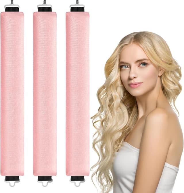Detalle de LOPHE Senza Calore Bigodini: set di 3 bigodini per ricci su capelli lunghi e medi (rosa)