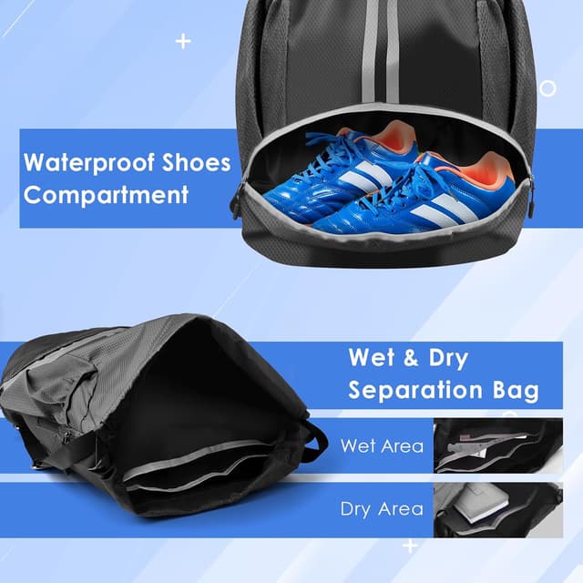 Detalle 2 de BROTOU Unisex Waterproof Drawstring Backpack Gym Bag with Shoe Bag (Oxford, Large)