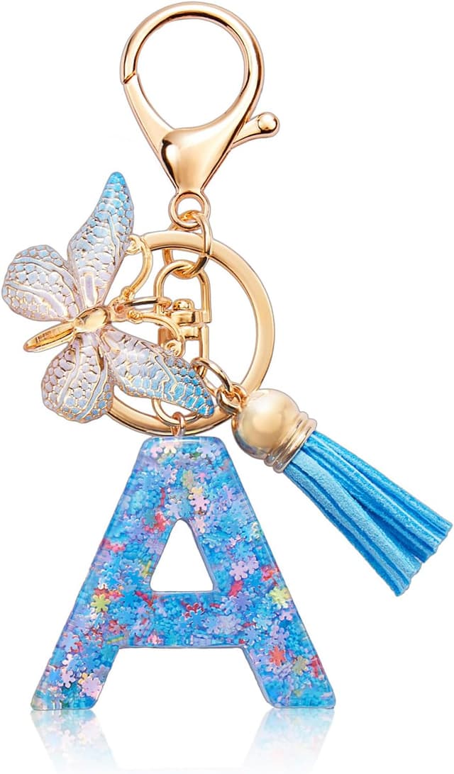 Detalle de CHUQING Schlüsselanhänger mit Anfangsbuchstaben „Mädchen“ und Schmetterling