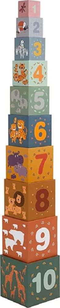 Detalle de Small Foot Cubes à empiler « Safari » 11957 : trier, empiler et compter dès 1 an