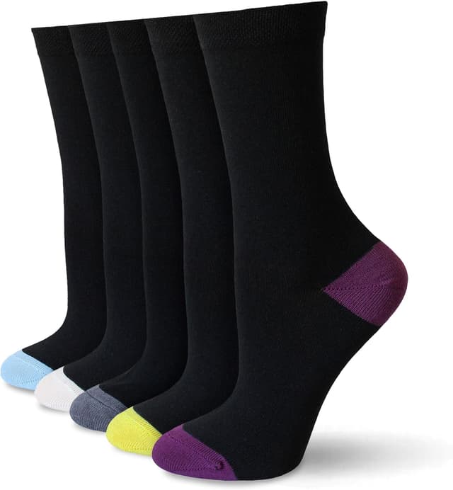 Detalle de Socksmad 5-Pair Women’s Black Crew Socks Multipack (Size UK 4-7)