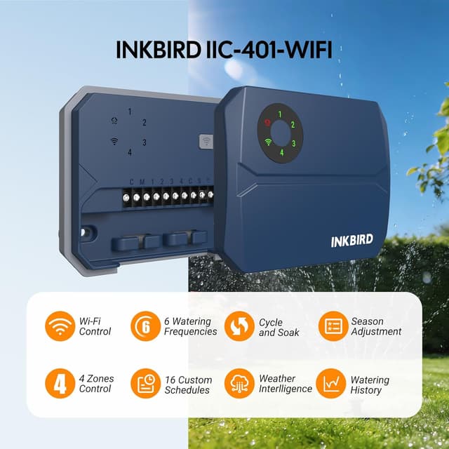 Detalle de Inkbird IIC-401 centralina WiFi per irrigazione a 4 zone
