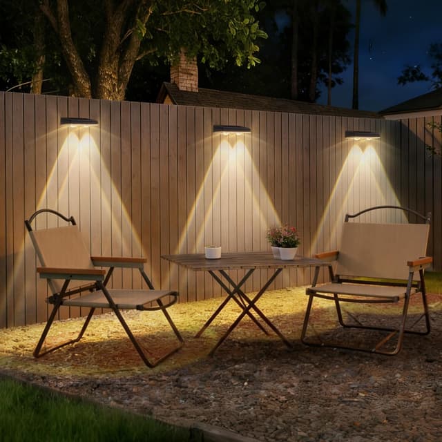 Detalle 2 de Delaiglow applique da esterno solare IP67 (kit da 8 pezzi) bianco, 3 modalità di luce per cortile, giardino e recinzione