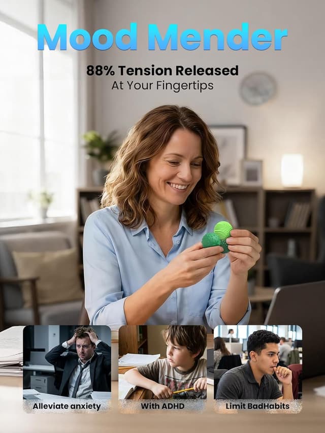 Detalle de Lot de 8 balles magnétiques UZAHSK en silicone anti-stress (géométrique, vert) pour apaiser le stress et aider à la concentration