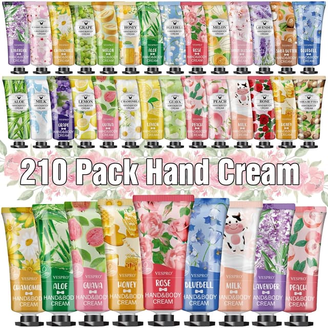 Detalle de VESPRO 210 Pack Moisturizing Hand Cream Gift Set (14 Scents) Travel-Size Lotions for Dry, Cracked Hands
