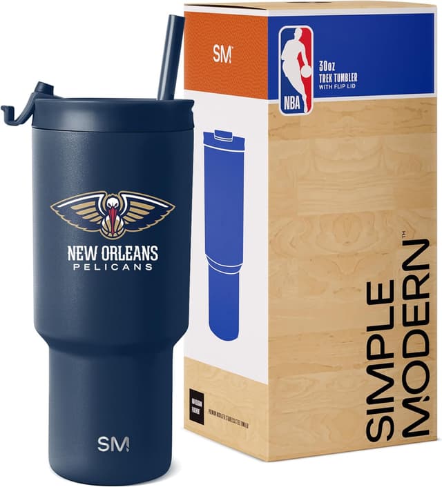 Detalle de Simple Modern Officially Licensed NBA 30oz Tumbler (Flip Lid & Straws) — Trek Collection