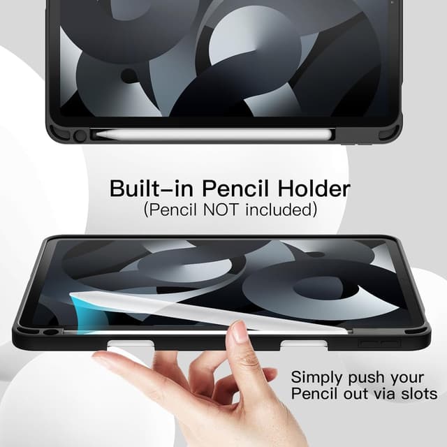 Detalle de JETech Hülle für iPad Air 11 Zoll mit Stifthalter (weiches TPU, Auto Wachen/Schlafen) – Schwarz