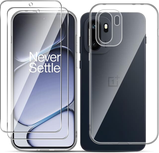 Detalle de Liilaa Hülle für OnePlus 15R 5G mit Panzerglas: Schutzfolie (2x), TPU-Case, kratz- & stoßfest, transparent