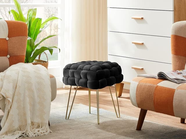 Thumbnail 3 de Madera Nieve Taburete de terciopelo 38 cm