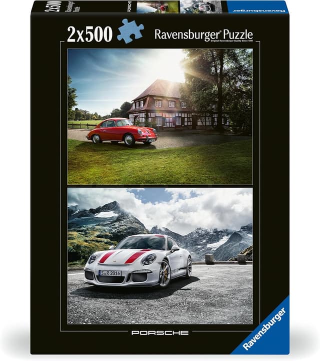 Detalle de Ravensburger 2 puzzles 500 pièces Porsche Classic 356 & Porsche 911 R (80557) – dès 12 ans