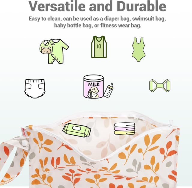 Detalle 2 de HECCEI WetBag Kindergarten Nassbeutel – 2er Set wasserdichter Wetbag als Nappy- & Schwimmsachen-Tasche