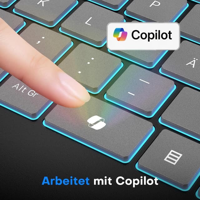 Thumbnail 6 de OMOTON kabellose Tastatur mit Handballenauflage (2,4 GHz, QWERTZ) – wiederaufladbar, leise, mit 7 Farben Hintergrundbeleuchtung