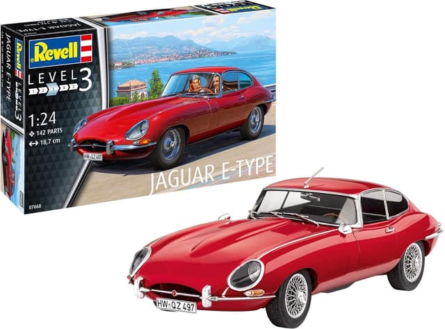 Detalle de Revell Modellbausatz Jaguar E-Type (Coupé) 1:24 – originalgetreuer Bausatz für Einsteiger