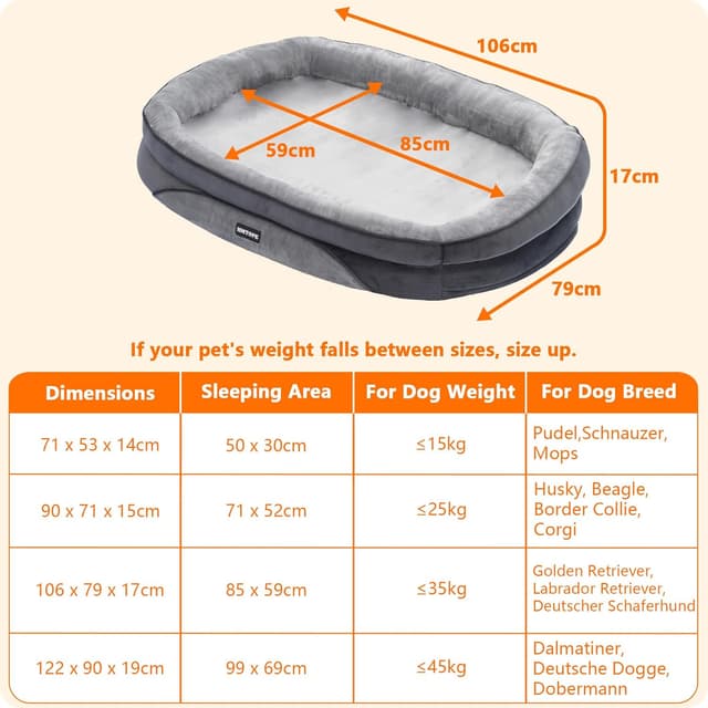 Detalle 2 de HMTOPE Orthopädisches Hundebett 106 x 79