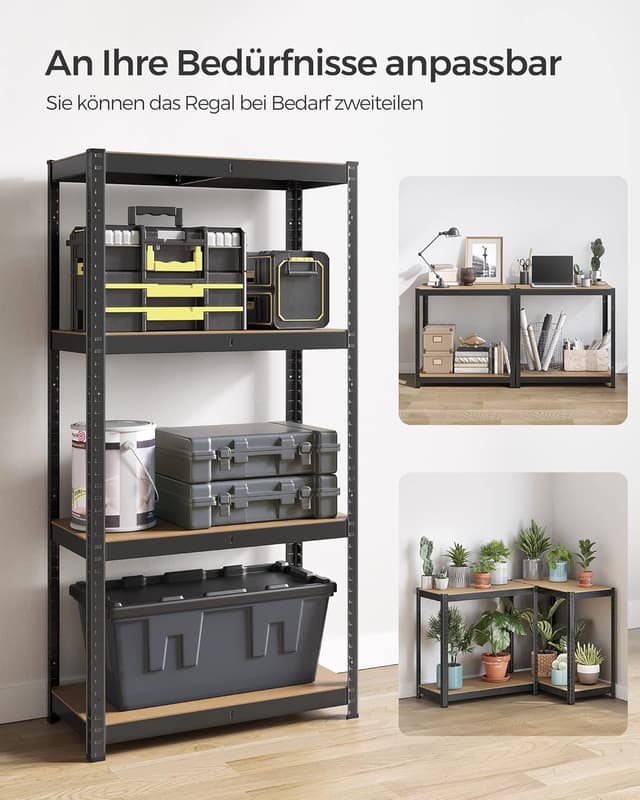 Thumbnail 6 de SONGMICS Schwerlastregal-Set GLR044B02 (2er Set), 40 × 80 × 160 cm, Stahlgestell, 4 höhenverstellbare Ablagen