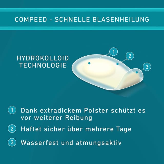 Detalle 2 de Compeed Sport Blasenpflaster für die Nutzung unter den Füßen (Hydrokolloid), 4,0 x 6,6 cm, 5 Stück