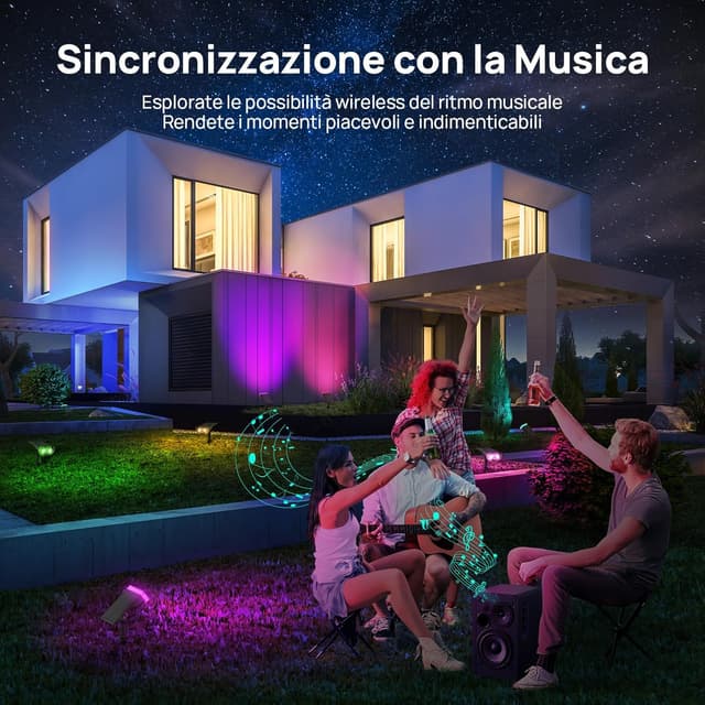 Detalle de Linkind RGBTW Luci Solari da Esterno 4 pezzi