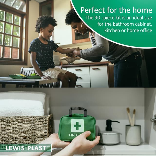 Detalle de LEWIS-PLAST Kit di pronto soccorso premium da 90 pezzi per auto, casa, lavoro e vacanza