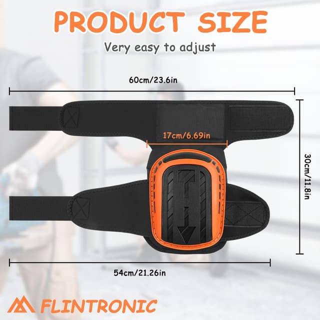 Detalle de flintronic Genouillères de travail avec rembourrage gel et mousse, sangles réglables