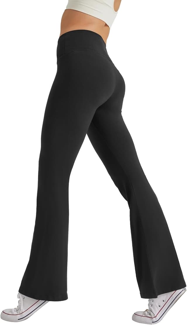 Detalle 2 de Glacspyg Yoga Pantalons femme taille haute évasée — leggings flare confort d’entraînement