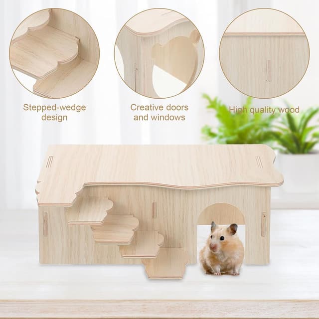 Thumbnail 3 de Tolenre Hamster Holzhaus Dreikammerig