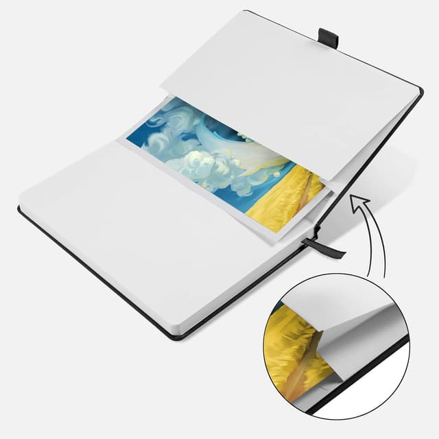 Detalle 2 de Notebook A5, 3 Pack Journal A5 Notebook 200 Pages 80 GSM Journal Notebook Hardback Notepad with Lined Pages, Pen Loop and Expandable Paper Pocket, Journal Notepad Note Book (Black)