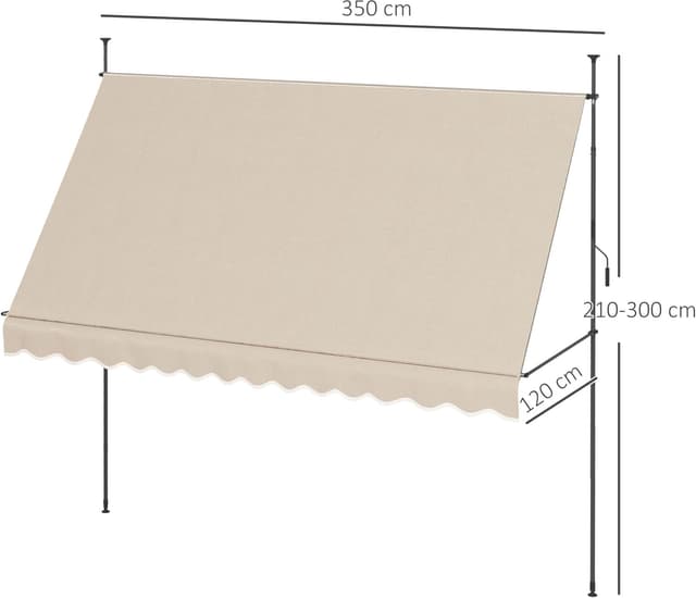 Thumbnail 6 de Outsunny Store banne autoportant manuel rétractable à inclinaison réglable, sans perçage (polyester sable)