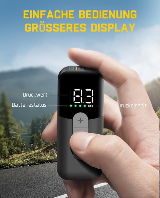 Detalle 2 de Fanttik X10 Ace Mini Akku-Fahrradpumpe mit Manometer, bis 8,3 Bar – für Presta & Schrader