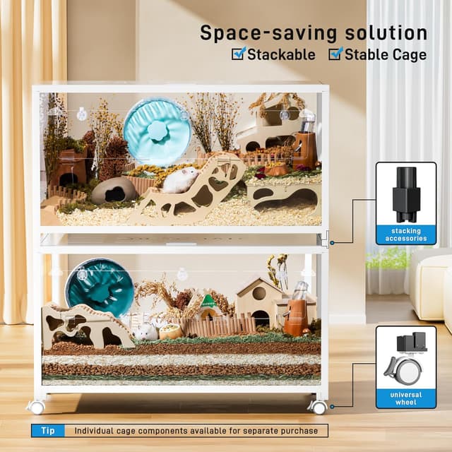 Detalle de BUCATSTATE Hamsterkäfig Metall 2,0, stapelbar mit Doppeltür – 100 × 50 × 52,5 cm (ca. 0,5 m²), Weiß