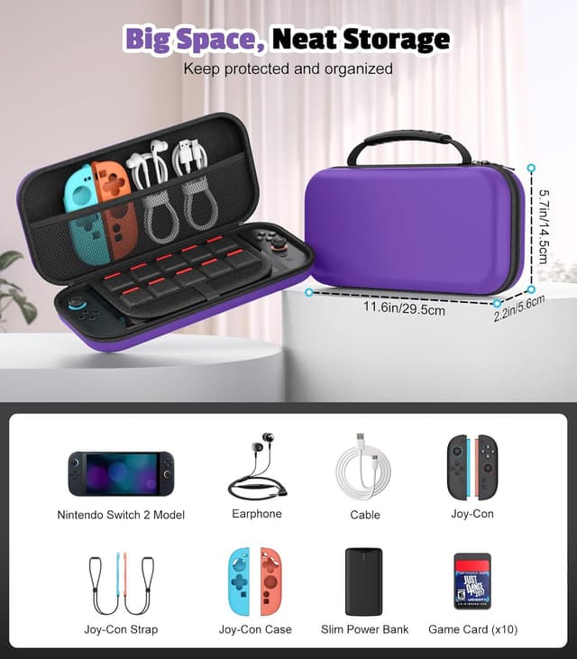 Detalle 2 de MoKo Tasche Switch 2 Case mit 10 Spielen