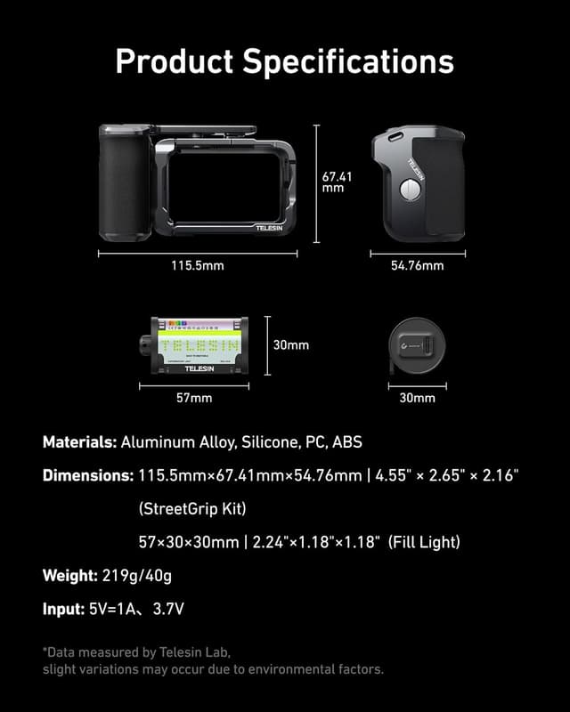 Thumbnail 6 de TELESIN Aluminium Alloy Grip Kit for DJI Osmo Action 6 with Protective Cage & Magnetic RGB Video Light