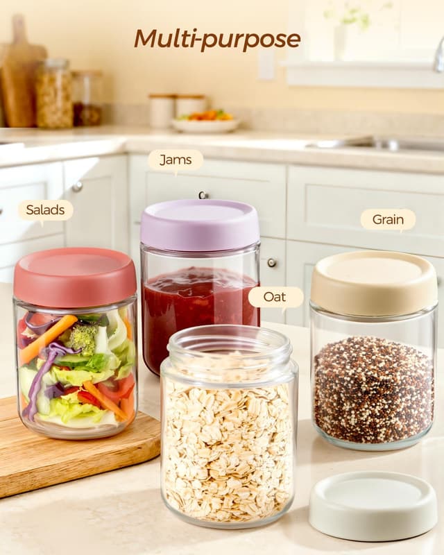 Thumbnail 6 de Thyme Space Overnight Oats Jars (4-pack) 500ml glass containers with lids