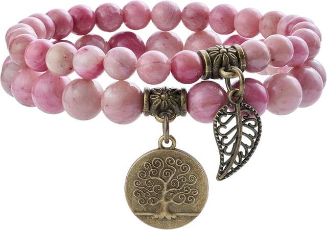 Detalle de Farfume Chakra Bracelets for Women (Crystal & Natural Gemstone) – Double Bracelet Set
