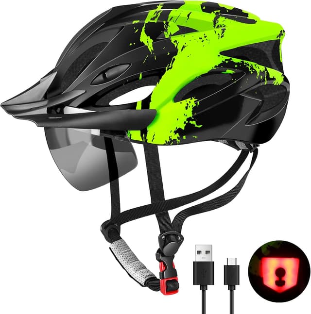 Imagen de RaMokey Casco de ciclismo ligero con luz LED y visor magnético en OfertitasTOP