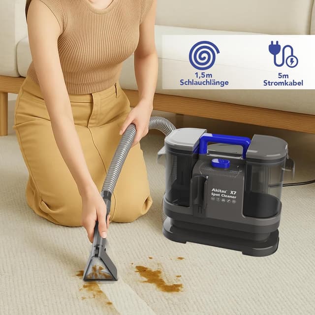 Detalle de Akitas X7 600W Waschsauger & Polsterreiniger mit 2-Tank-System und Selbstreinigung