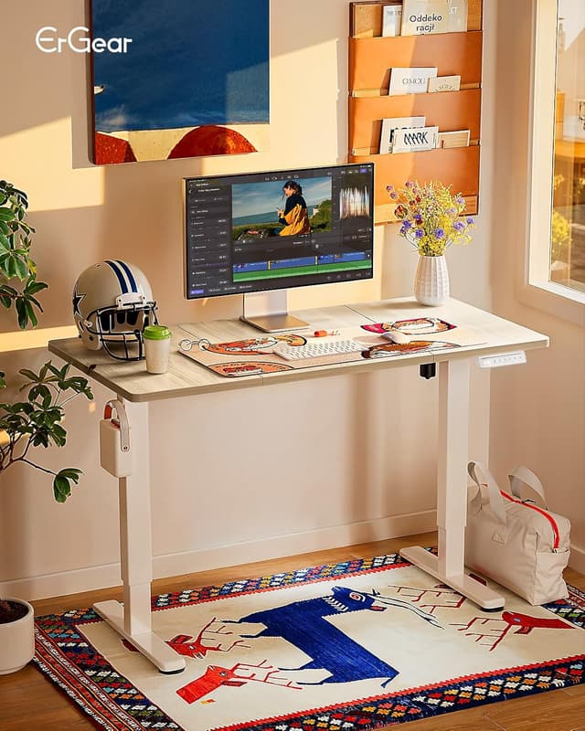 Detalle 2 de ErGear Scrivania regolabile in altezza con pannello smart e 4 memorie (120 x 60 cm, beige)